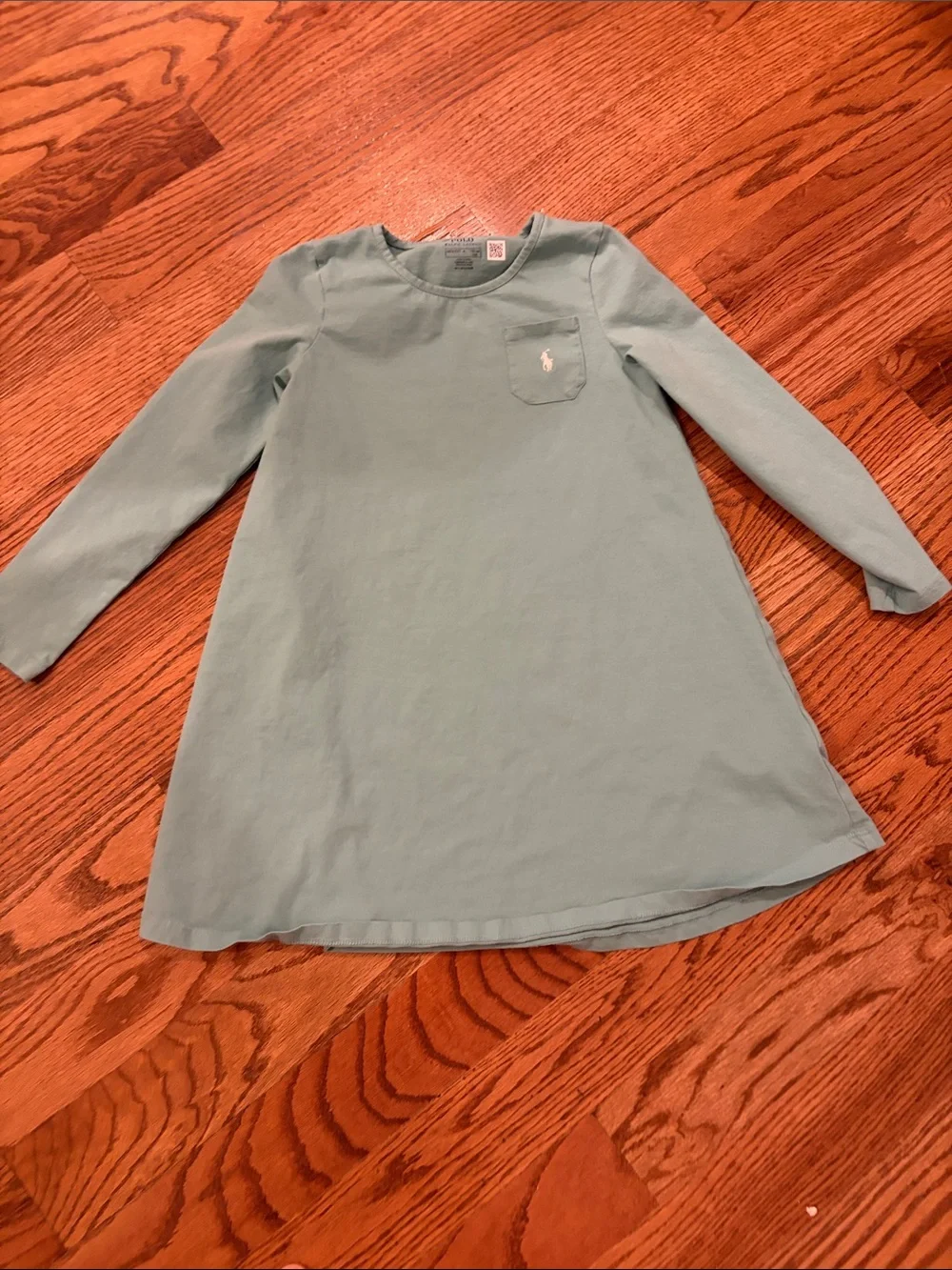 Ralph Lauren Girls' Mint Green Long-Sleeve Pocket Dress